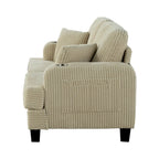 61-Zoll-Zweisitzer-Sofa aus Cord mit 2 Kissen und Getränkehaltern