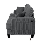 61-Zoll-Zweisitzer-Sofa aus Cord mit 2 Kissen und Getränkehaltern