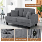 61-Zoll-Zweisitzer-Sofa aus Cord mit 2 Kissen und Getränkehaltern