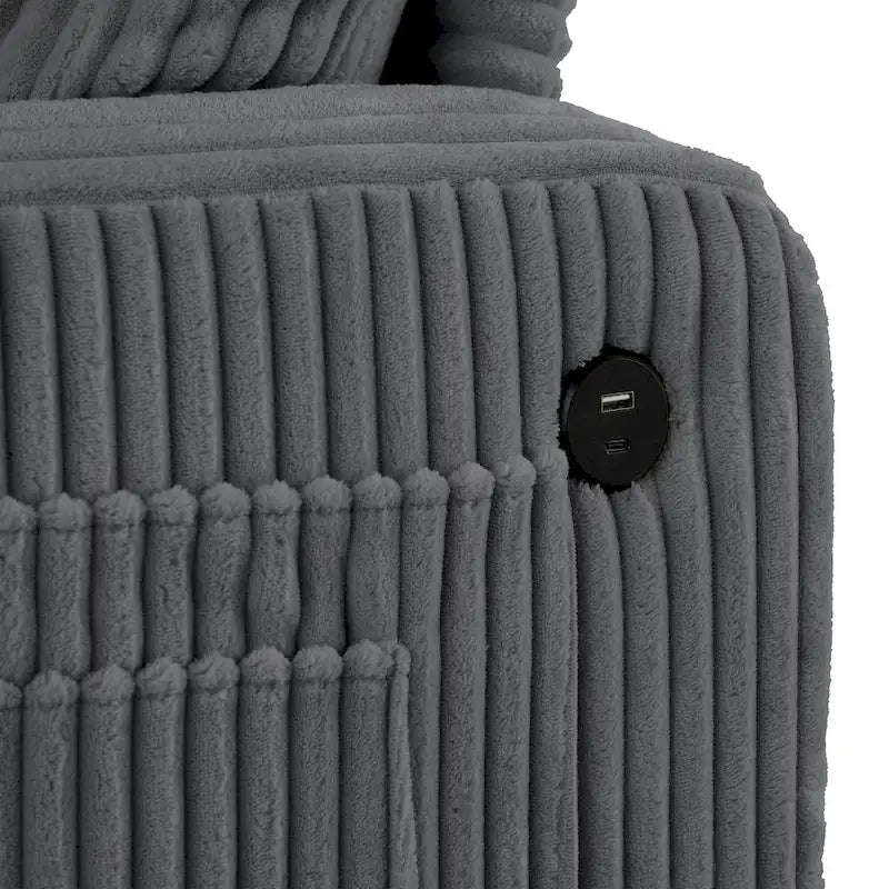 61-Zoll-Zweisitzer-Sofa aus Cord mit 2 Kissen und Getränkehaltern
