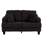 61-Zoll-Zweisitzer-Sofa aus Cord mit 2 Kissen und Getränkehaltern