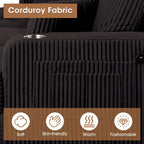 61-Zoll-Zweisitzer-Sofa aus Cord mit 2 Kissen und Getränkehaltern