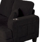 61-Zoll-Zweisitzer-Sofa aus Cord mit 2 Kissen und Getränkehaltern