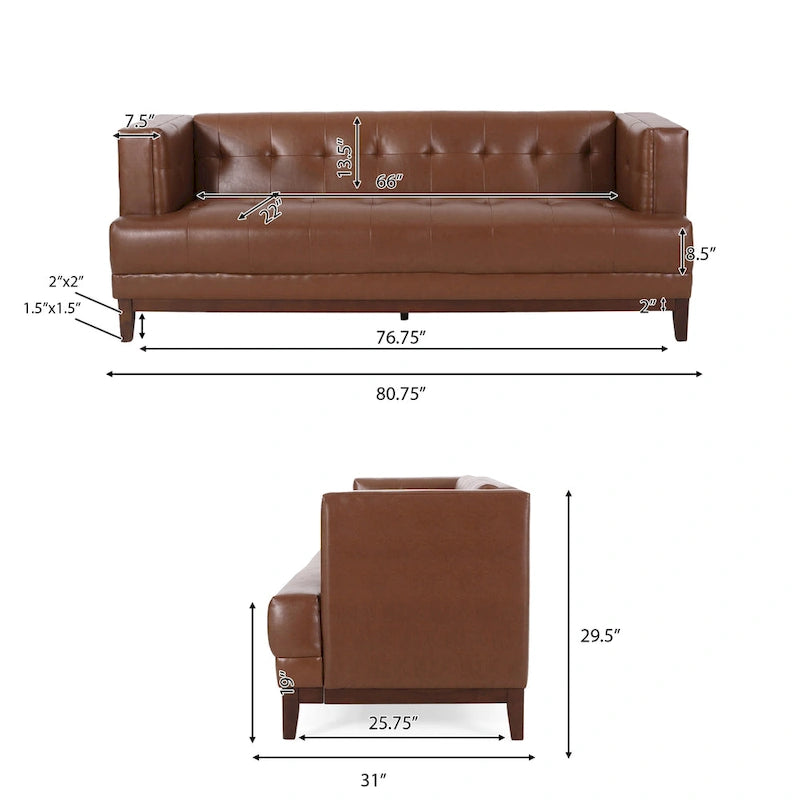 Gepolstertes Sofa im Mid-Century-Modern-Stil