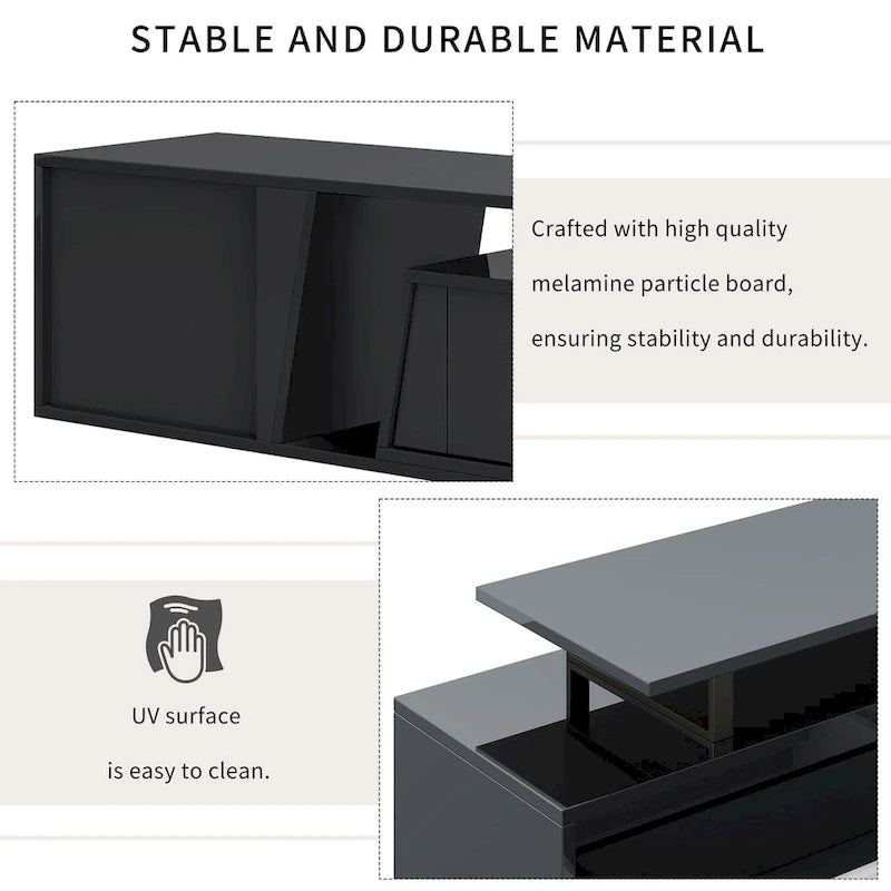 Extendable TV Stand with Two Drawers and Cabinet