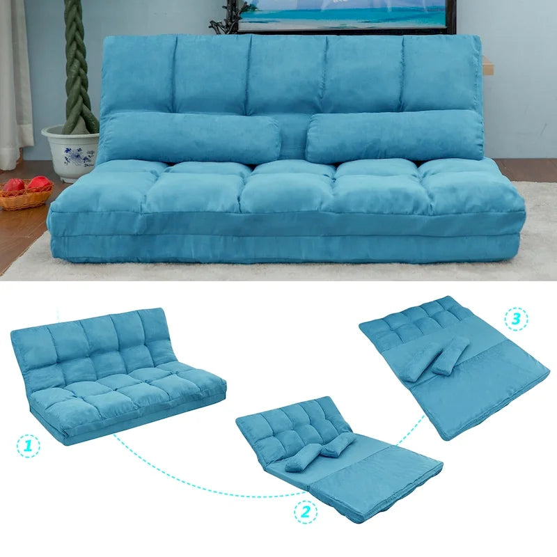 Adjustable Floor Sofa Chaise Lounge with Two Pillows