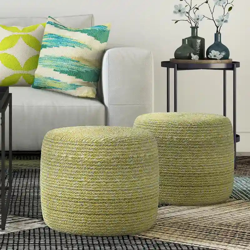 Runder geflochtener Pouf aus Baumwolle