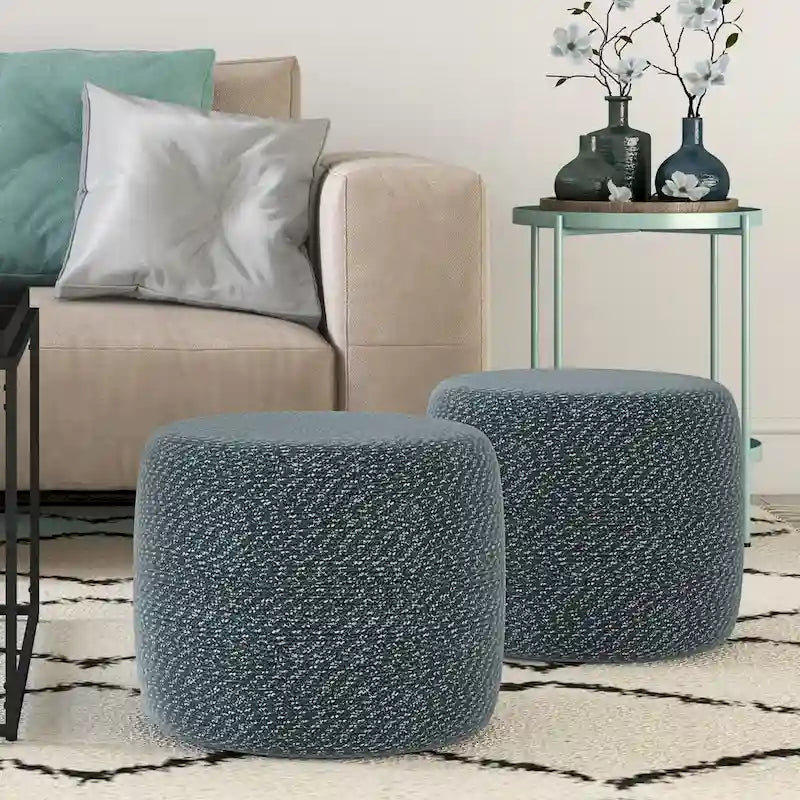 Runder geflochtener Pouf aus Baumwolle