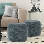 Runder geflochtener Pouf aus Baumwolle