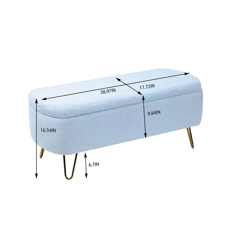 Faux Fur Storage Bench with Padded Seat