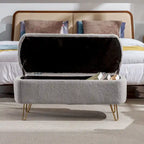 Faux Fur Storage Bench with Padded Seat