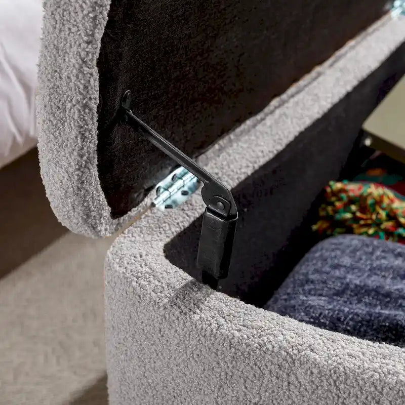 Faux Fur Storage Bench with Padded Seat