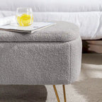 Faux Fur Storage Bench with Padded Seat