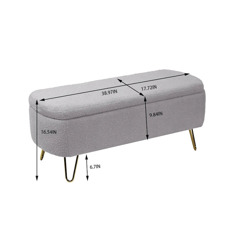 Faux Fur Storage Bench with Padded Seat
