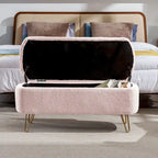 Faux Fur Storage Bench with Padded Seat