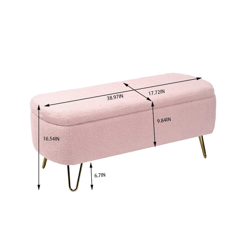 Faux Fur Storage Bench with Padded Seat