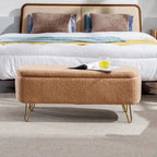 Faux Fur Storage Bench with Padded Seat
