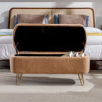 Faux Fur Storage Bench with Padded Seat