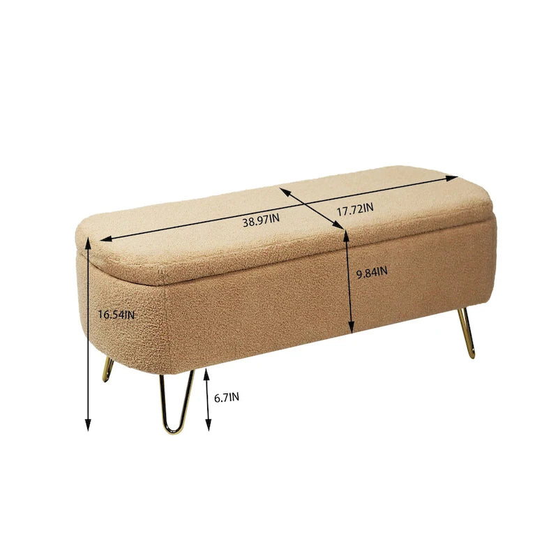 Faux Fur Storage Bench with Padded Seat