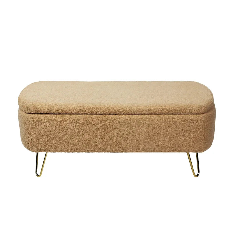 Faux Fur Storage Bench with Padded Seat