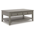 Mesa de centro retangular com gavetas e prateleira inferior - 50W x 30D x 20H
