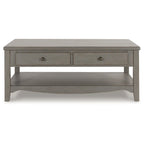 Mesa de centro retangular com gavetas e prateleira inferior - 50W x 30D x 20H