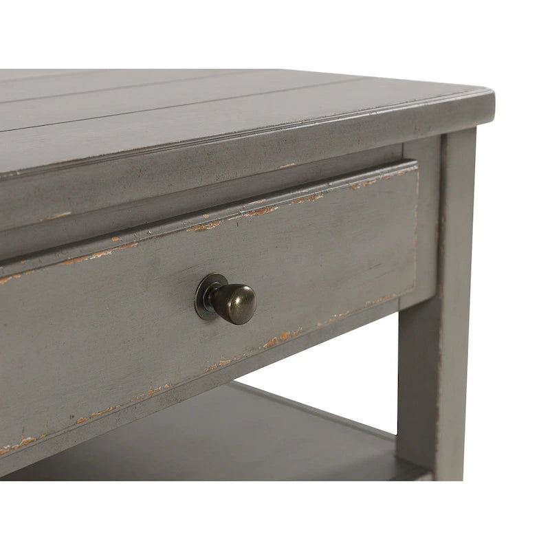 Mesa de centro retangular com gavetas e prateleira inferior - 50W x 30D x 20H