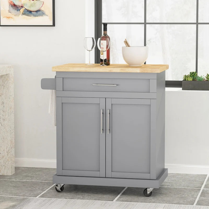 Kitchen Cart with Wheels and Storage Cabinet