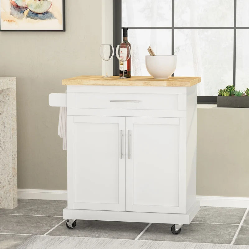 Kitchen Cart with Wheels and Storage Cabinet