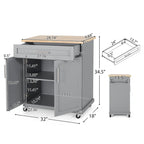 Kitchen Cart with Wheels and Storage Cabinet