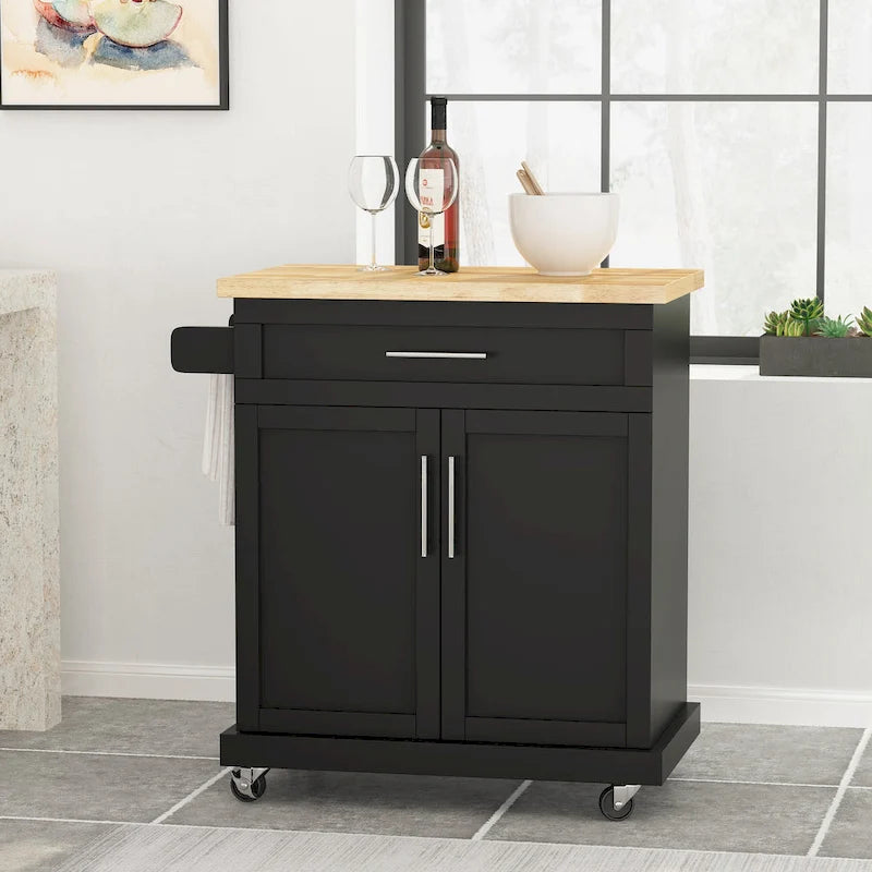Kitchen Cart with Wheels and Storage Cabinet