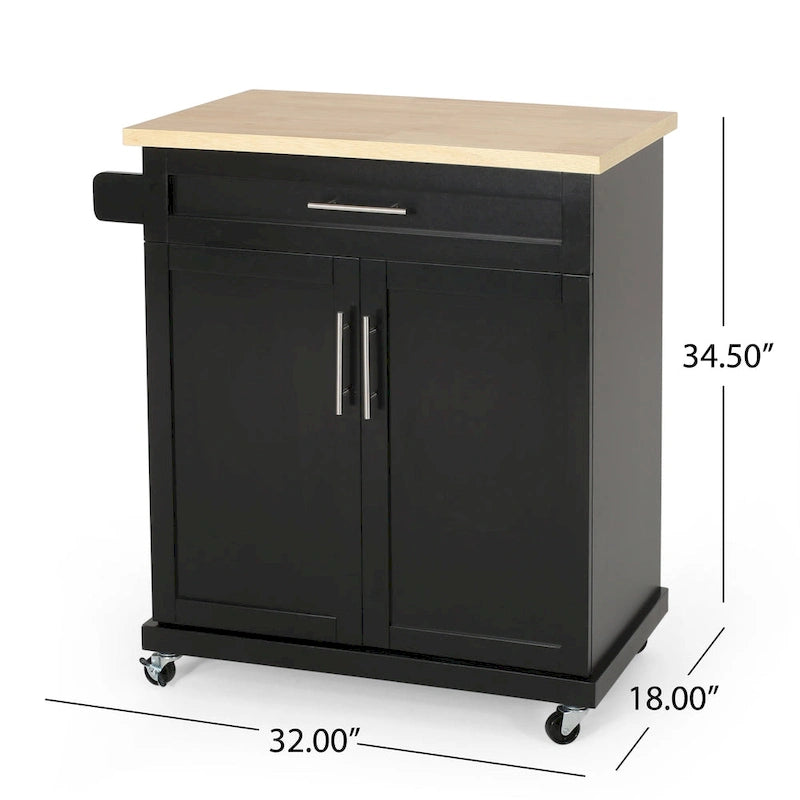Kitchen Cart with Wheels and Storage Cabinet