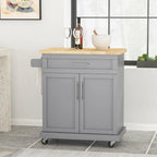Kitchen Cart with Wheels and Storage Cabinet