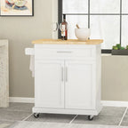 Kitchen Cart with Wheels and Storage Cabinet