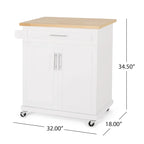 Kitchen Cart with Wheels and Storage Cabinet