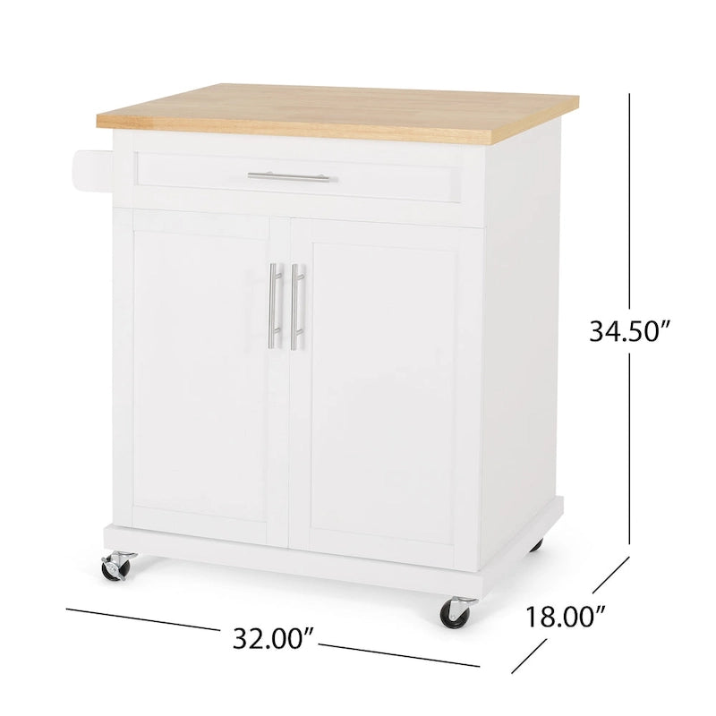 Kitchen Cart with Wheels and Storage Cabinet