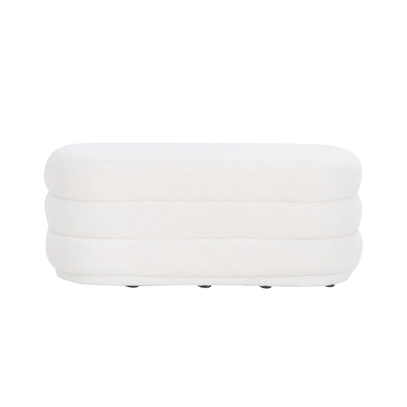 White Oblong Sherpa Ottoman
