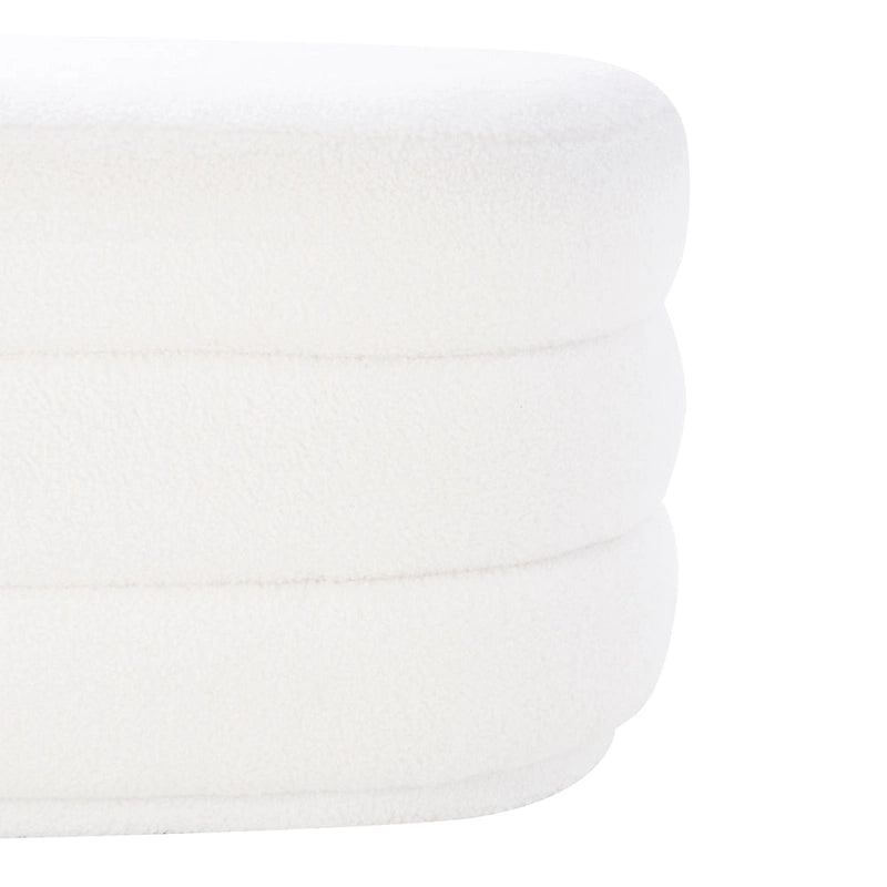 White Oblong Sherpa Ottoman