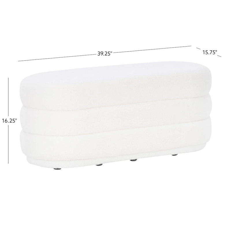 White Oblong Sherpa Ottoman