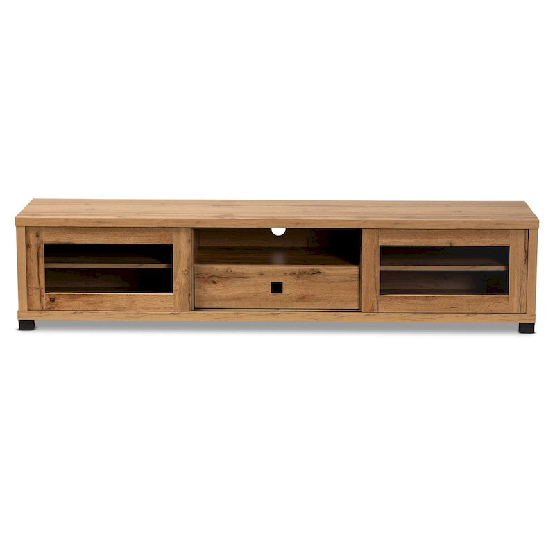 Meuble TV en bois avec 1 tiroir et étagères de rangement