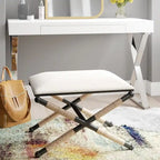 Banco decorativo boho com estrutura metálica
