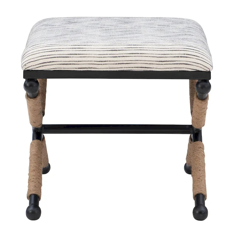 Banco decorativo boho com estrutura metálica