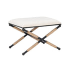 Banco decorativo boho com estrutura metálica