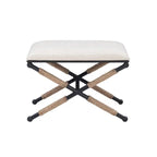 Banco decorativo boho com estrutura metálica