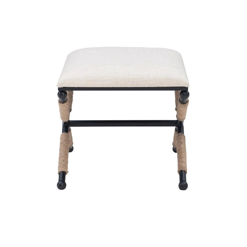 Banco decorativo boho com estrutura metálica