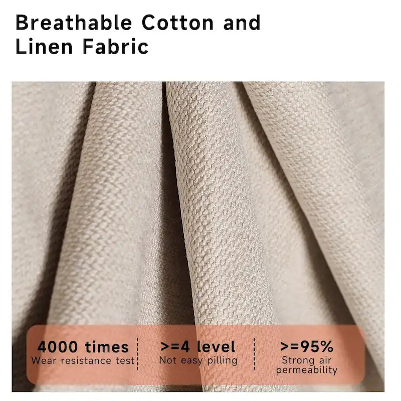 Modern 3-Seat Upholstered Cotton Linen Sofa, Beige