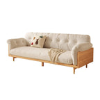 Moderne 3-zitsbank van gestoffeerde katoen-linnenstof, beige