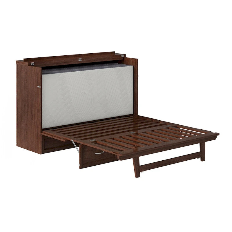 Cassettiera-letto a scomparsa Queen con materasso color ambra bruciata