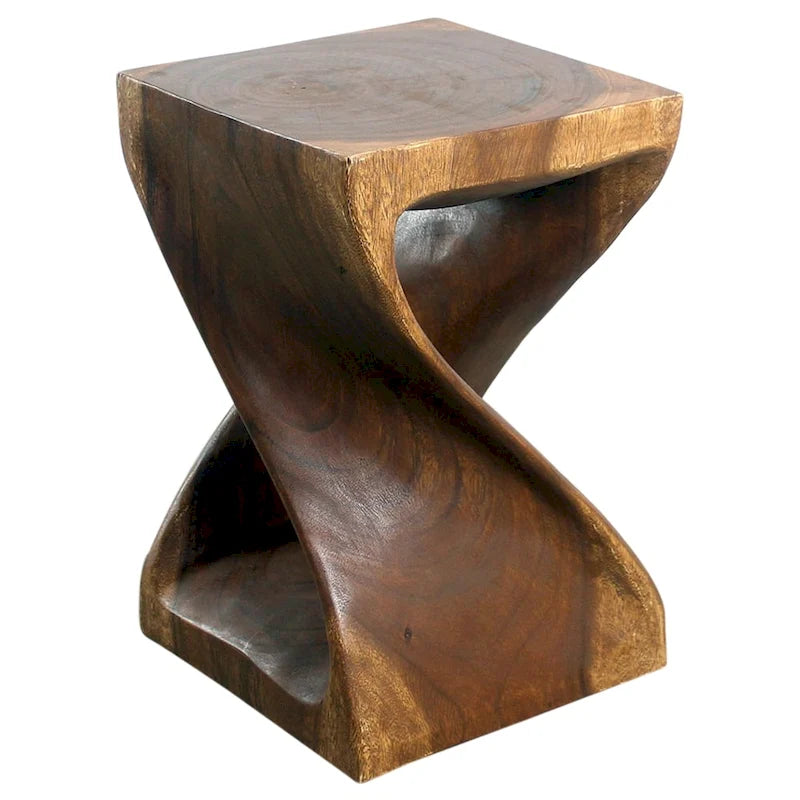 Sgabello in legno Twist 12 x 12 x 18 In - finitura a olio noce