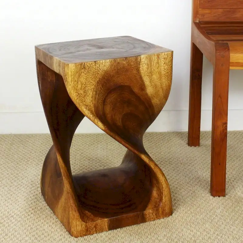 Sgabello in legno Twist 12 x 12 x 18 In - finitura a olio noce